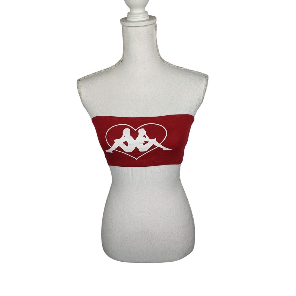 Kappa Y2K Red Mini Strapless Tube Top Omini Heart Logo XS